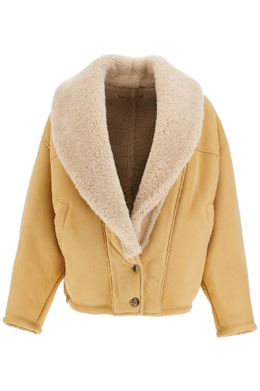 shearling margot jacket GWP01883 P001673 LARK Boat Neck Shawl Collar Notched Collar