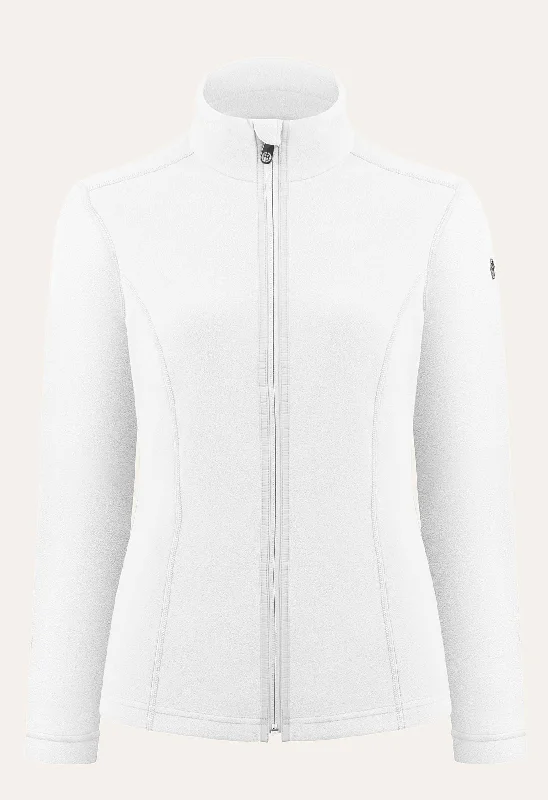 Poivre Blanc Micro Fleece Jacket in White Denim Fabric Leather Fabric Suede Fabric