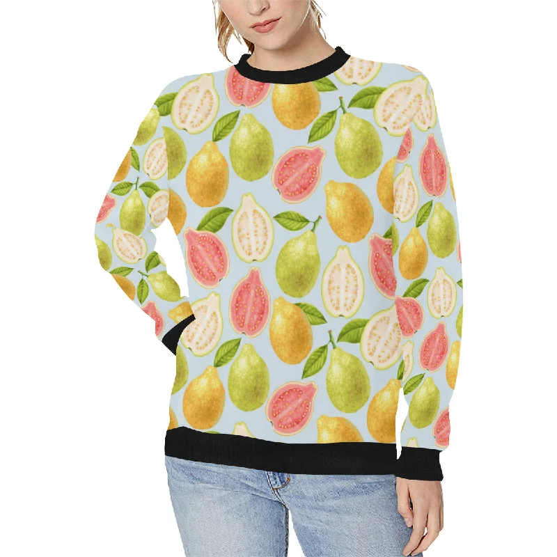 Guava design pattern Women's Crew Neck Sweatshirt Hoodie with Batwing Sleeves Loose Dramatic