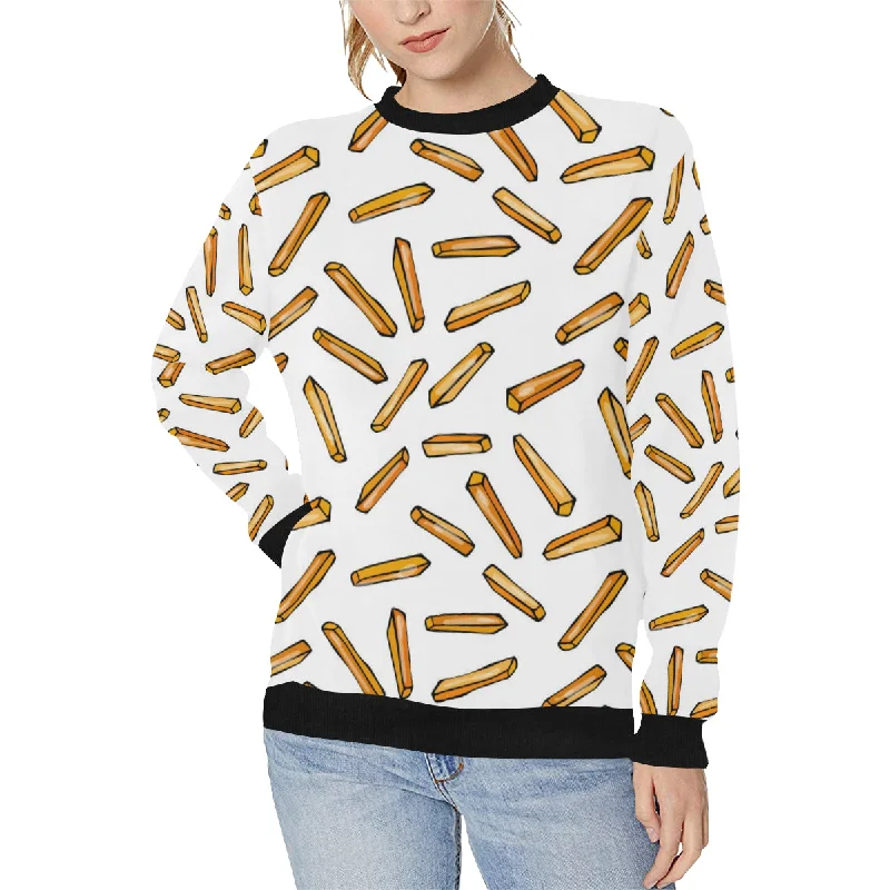 French fries potato pattern Women's Crew Neck Sweatshirt Hoodie with Drawcord Adjustable Secure