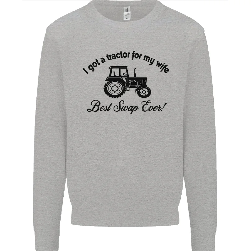 A Tractor for My Wife Funny Farming Farmer Mens Sweatshirt Jumper Hoodie with Hidden Zipper Minimalist Clean