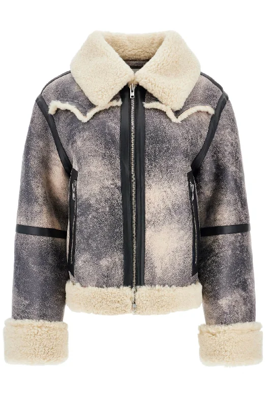 lessie faux shearling jacket 61957 9073 ASH GREY Welt Pockets Slit Pockets Flap Pockets