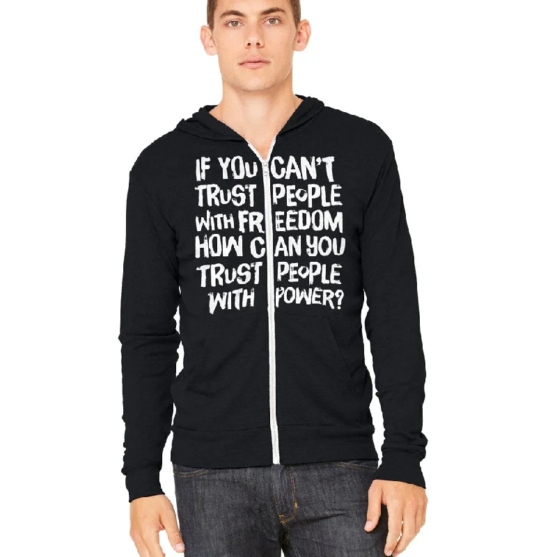 If Your Can't Trust People With Freedom Unisex Tri-Blend Zip Hoodie Hoodie with Bell Sleeves Flared Feminine