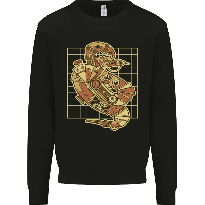 A Steampunk Snake Reptiles Mens Sweatshirt Jumper Hoodie with Hem Raw Edge Edgy Unfinished