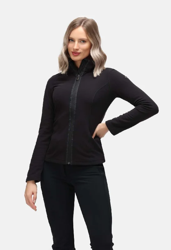 Poivre Blanc Micro Fleece Jacket in Black Wool Fabric Cashmere Fabric Tweed Fabric