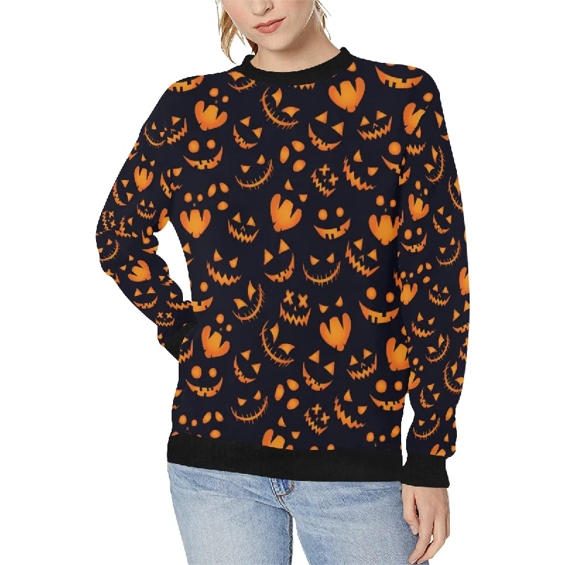 Halloween pattern Pumpkin background Women's Crew Neck Sweatshirt Hoodie with Tie-Dye Psychedelic Retro