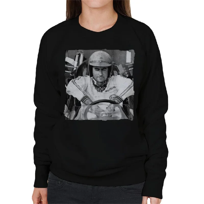 Motorsport Images Jack Brabham 1966 Sunday Mirror Trophy Women's Sweatshirt Hoodie with Raw Hem Edgy Unfinished