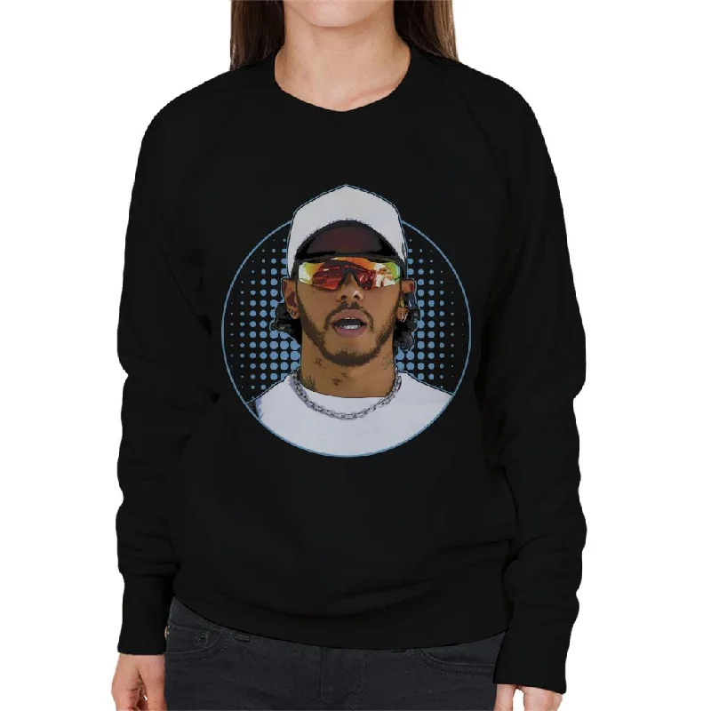 Motorsport Images Lewis Hamilton Wearing Sunglasses Design Women's Sweatshirt Hoodie with Ribbed Neckline Snug Warm