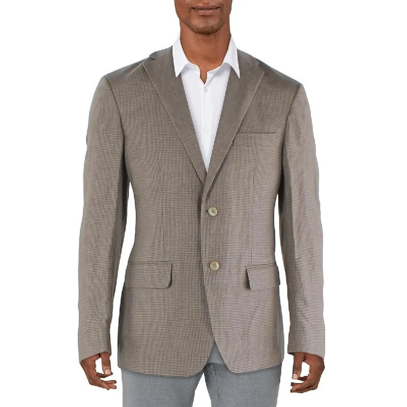 Lauren Ralph Lauren Mens Linen Houndstooth Suit Jacket Anorak Shell Jacket Lightweight Jacket