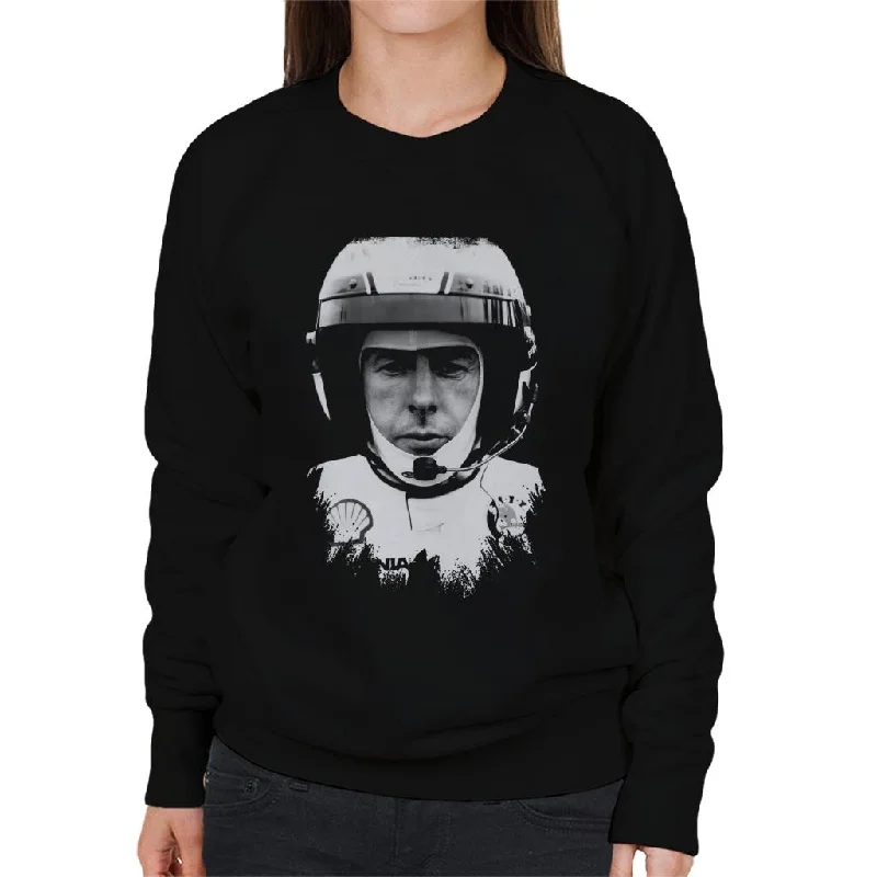 Motorsport Images Colin McRae Wearing Helmet Women's Sweatshirt Hoodie with Side Slits Relaxed Casual