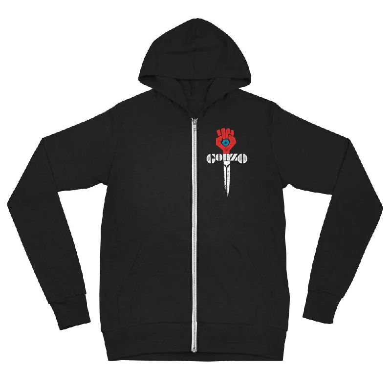 Gonzo Tri-Blend Unisex Zip Hoodie Hoodie with Drop Shoulder Relaxed Streetwear