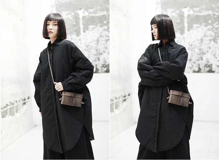 Dark Wind Japanese Loose Shirt Dress Mid-Length Cotton Coat Kimono Jacket Hoodie Zip-Up Jacket Button-Up Jacket