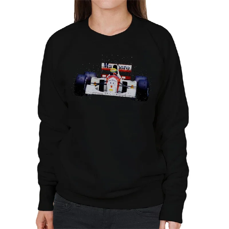 Motorsport Images Ayrton Senna 1992 Mclaren Monaco Women's Sweatshirt Hoodie with Applique Textured Unique