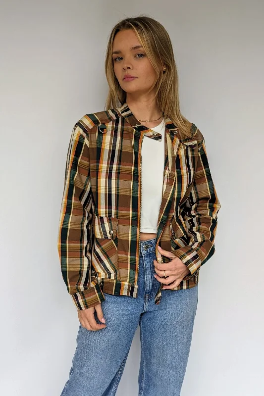 80s Retro Checked Jacket Welt Pockets Slit Pockets Flap Pockets