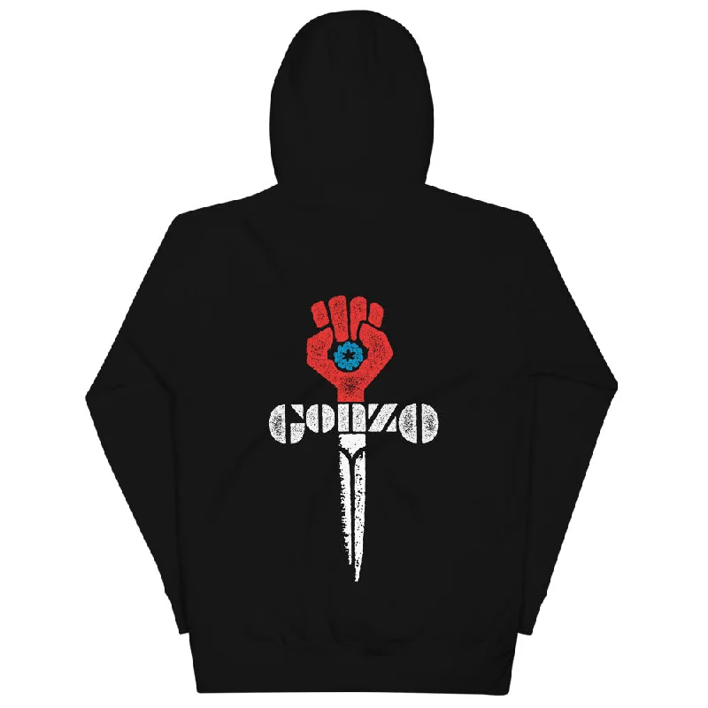 Gonzo Fist Black Unisex Hoodie Sweatshirt Hoodie with Stripes Bold Sporty