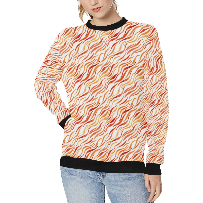 Fire flame watercolor pattern Women's Crew Neck Sweatshirt Hoodie with Gradient Ombre Colorful