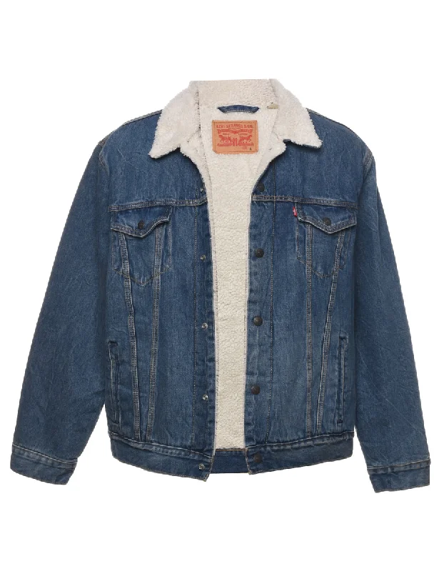 Levi's Shearling Denim Jacket - L Embroidered Jacket Appliqued Jacket Beaded Jacket