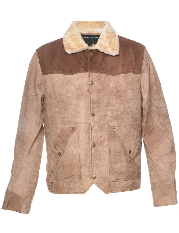 Light Brown Shearling Suede Jacket - XL Rayon Jacket Velvet Jacket Corduroy Jacket