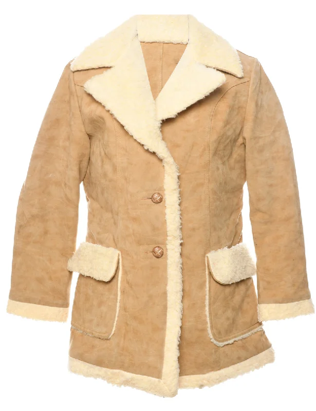 Light Brown Shearling Suede Jacket - M Satin Jacket Silk Jacket Chiffon Jacket