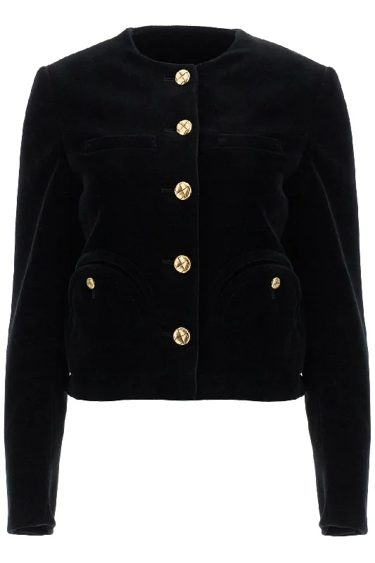 cotton velvet bolero jacket in CCS01 JS BLACK Faux Fur Jacket Real Fur Jacket Shearling Jacket