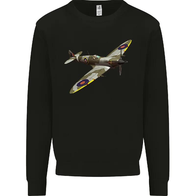 A Supermarine Spitfire Flying Solo Mens Sweatshirt Jumper Hoodie with Snap Buttons Easy Quick