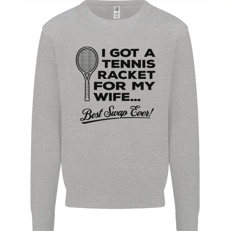 A Tennis Racket for My Wife Best Swap Ever! Mens Sweatshirt Jumper Hoodie with Raw Hem Edgy Unfinished