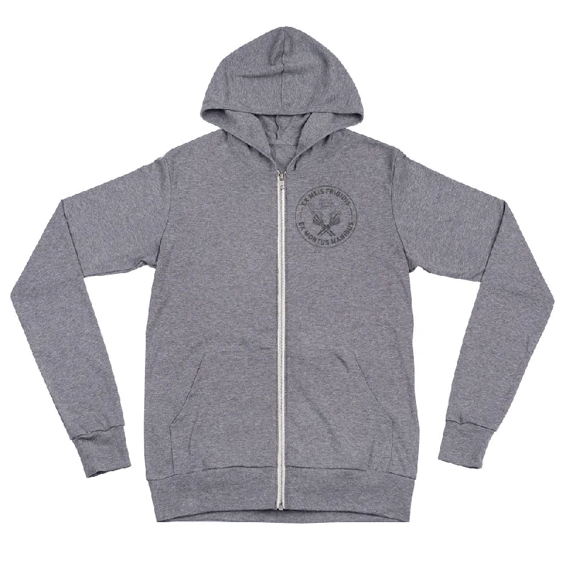 Cold Dead Hands Tri-Blend Zip Hoodies Hoodie with Button Placket Classic Preppy