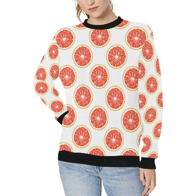 Grapefruit pattern Women's Crew Neck Sweatshirt Hoodie with Mock Neck Collared Structured