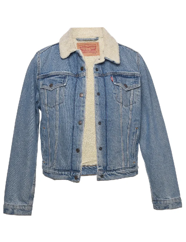 Levi's Shearling Denim Jacket - L Satin Jacket Silk Jacket Chiffon Jacket