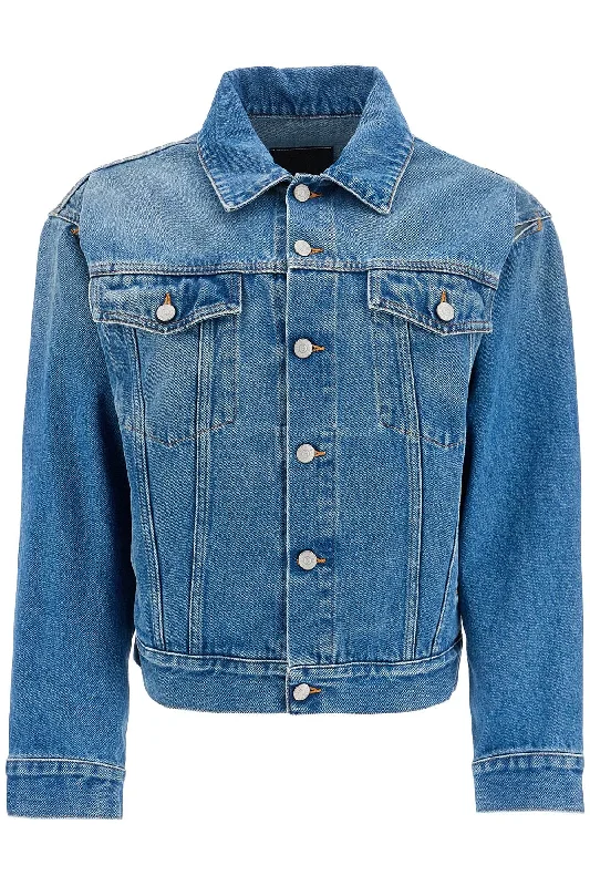 denim jacket with slits S52AM0308 S30589 LIGHT BLUE Print Jacket Jacquard Jacket Patchwork Jacket