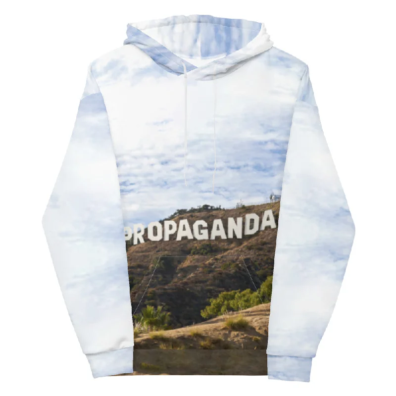 Hollywood Propaganda All Over Graphic Unisex Hoodie Hoodie with Frayed Bohemian Relaxed