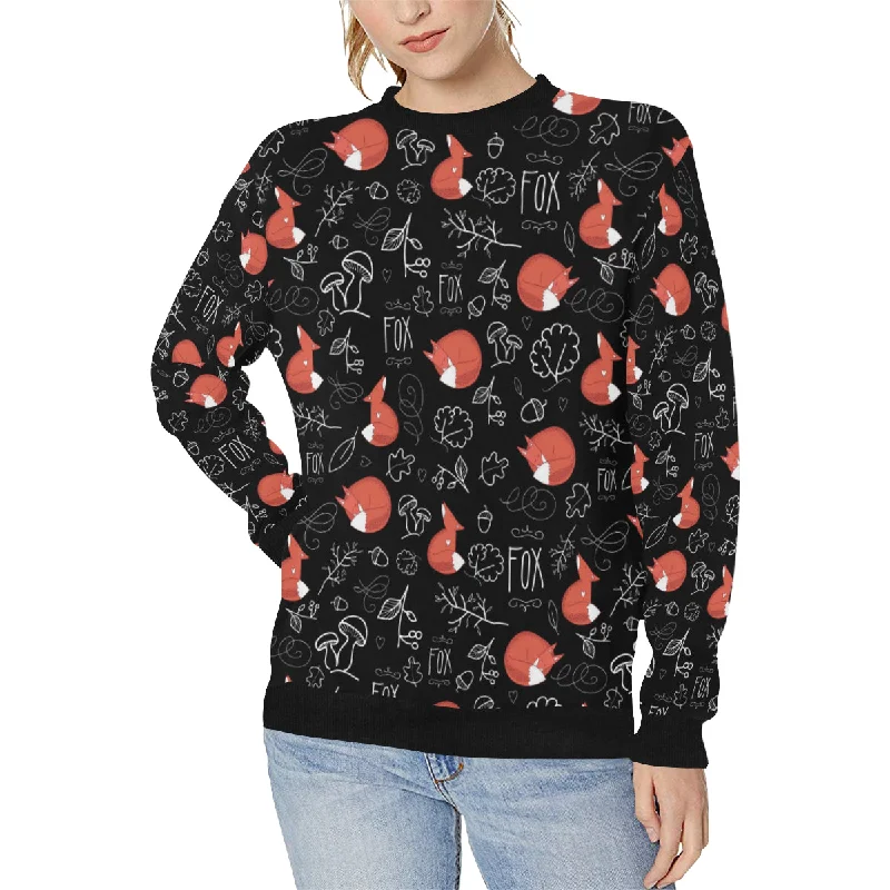 fox sleeping fox pattern Women's Crew Neck Sweatshirt Hoodie with Patch Decorative Personalized