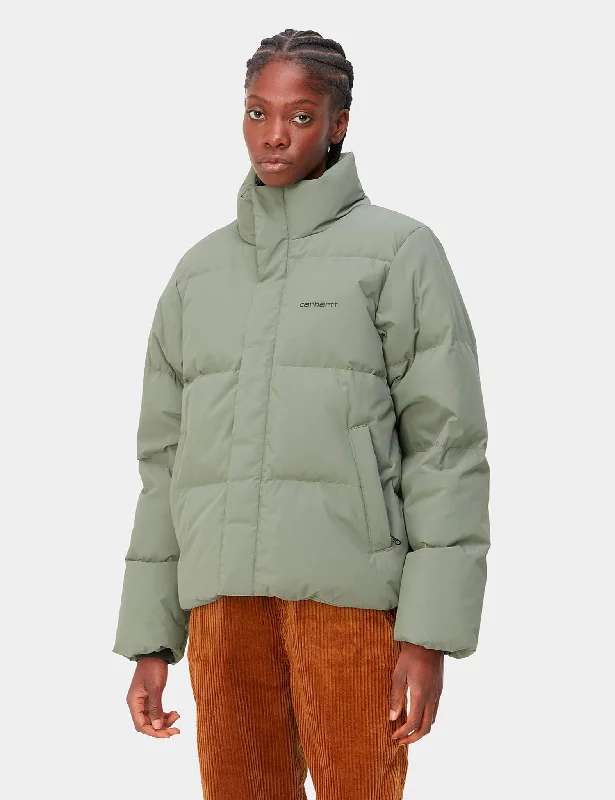 Carhartt-WIP Womens Yanie Jacket - Smoke Green Faux Fur Jacket Real Fur Jacket Shearling Jacket