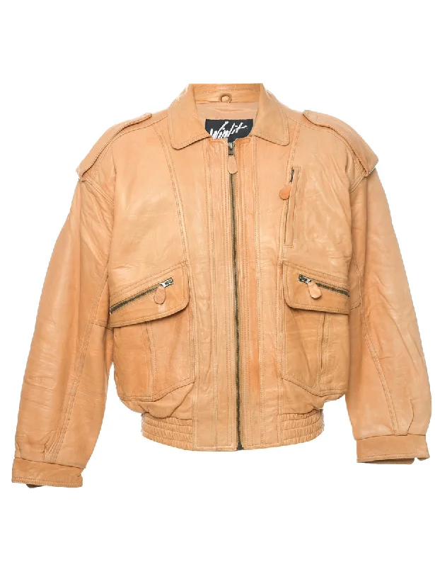 Light Brown Leather Jacket - L Denim Jacket Leather Jacket Suede Jacket