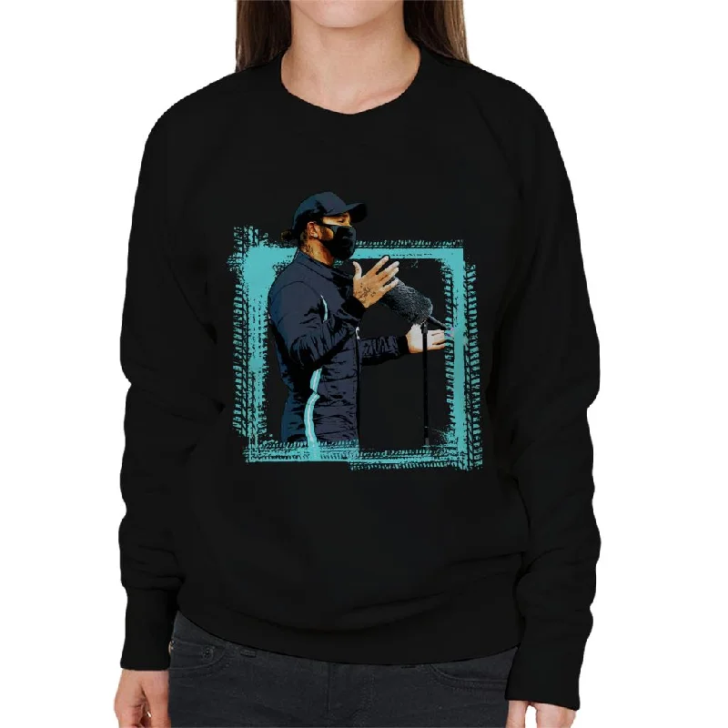 Motorsport Images Lewis Hamilton Talking To The Media Women's Sweatshirt Hoodie with Pastel Soft Subtle