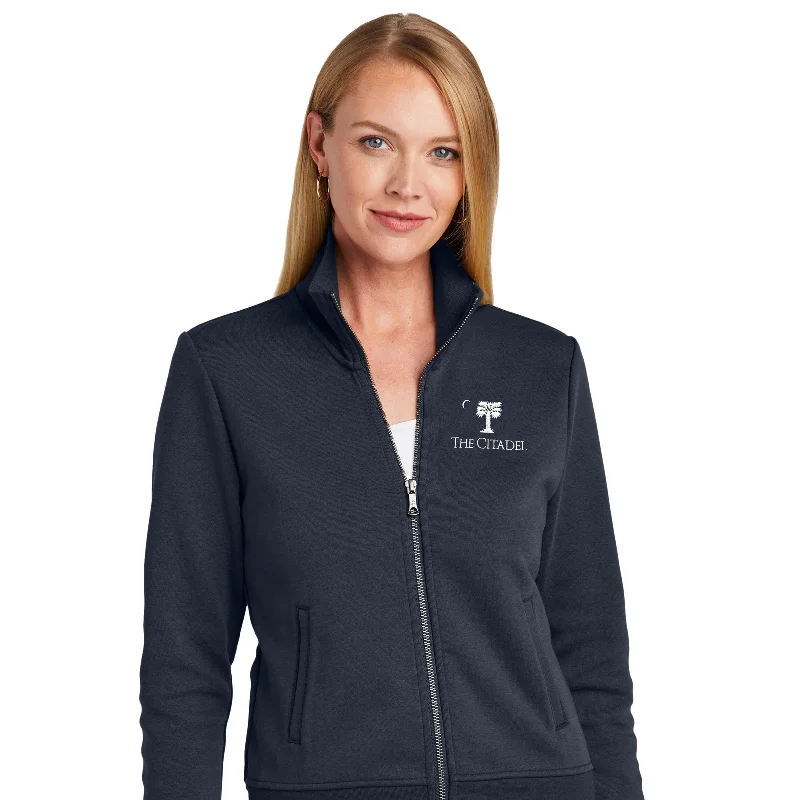 The Citadel, Big Red Logo, Brooks Brothers® Women’s Double-Knit Full-Zip Jacket Nylon Fabric Polyester Fabric Spandex Fabric