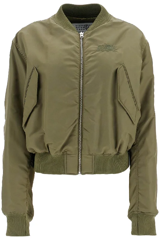 nylon bomber jacket S52AM0299 S53984 KHAKI Embroidered Jacket Appliqued Jacket Beaded Jacket