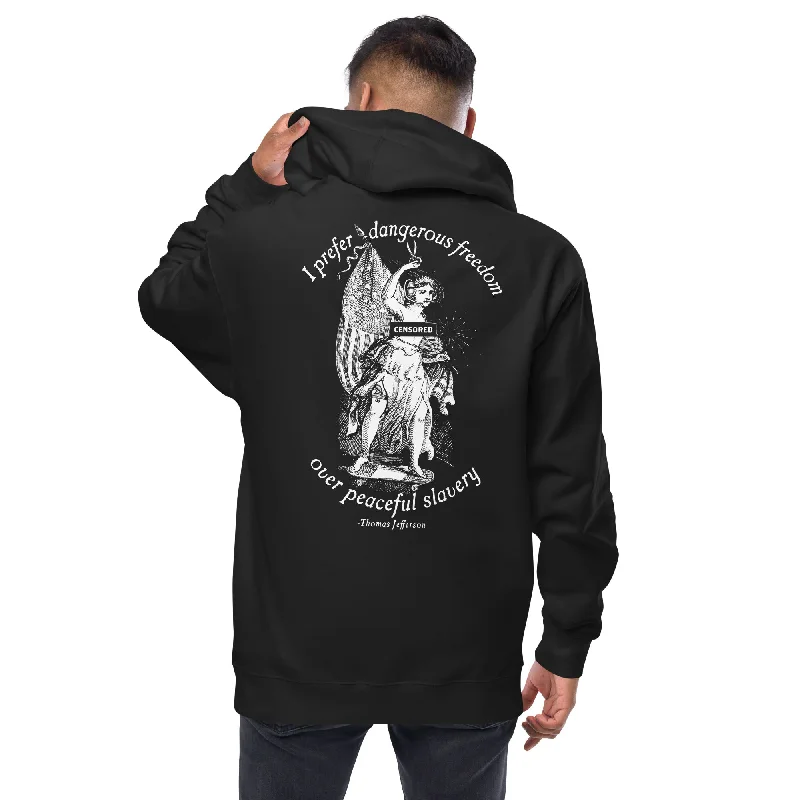 Dangerous Freedom Jefferson Quote Unisex  Zip Hoodie Hoodie with Ribbed Hem Stretchable Secure