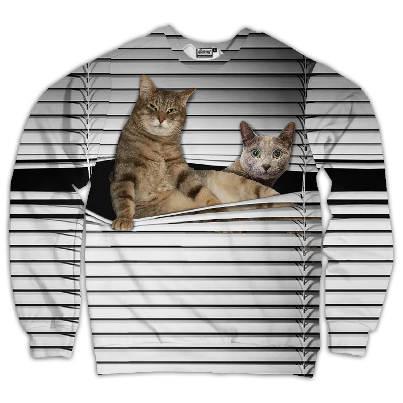 Judgemental Cats Unisex Sweatshirt Hoodie with Turtle Neck Cozy Winter