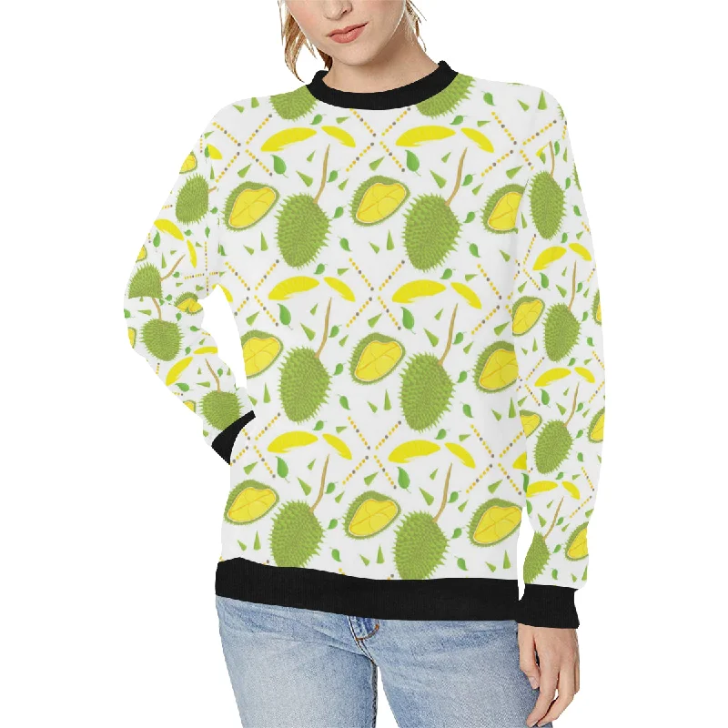 Durian pattern background Women's Crew Neck Sweatshirt Graphic Hoodie Design Print