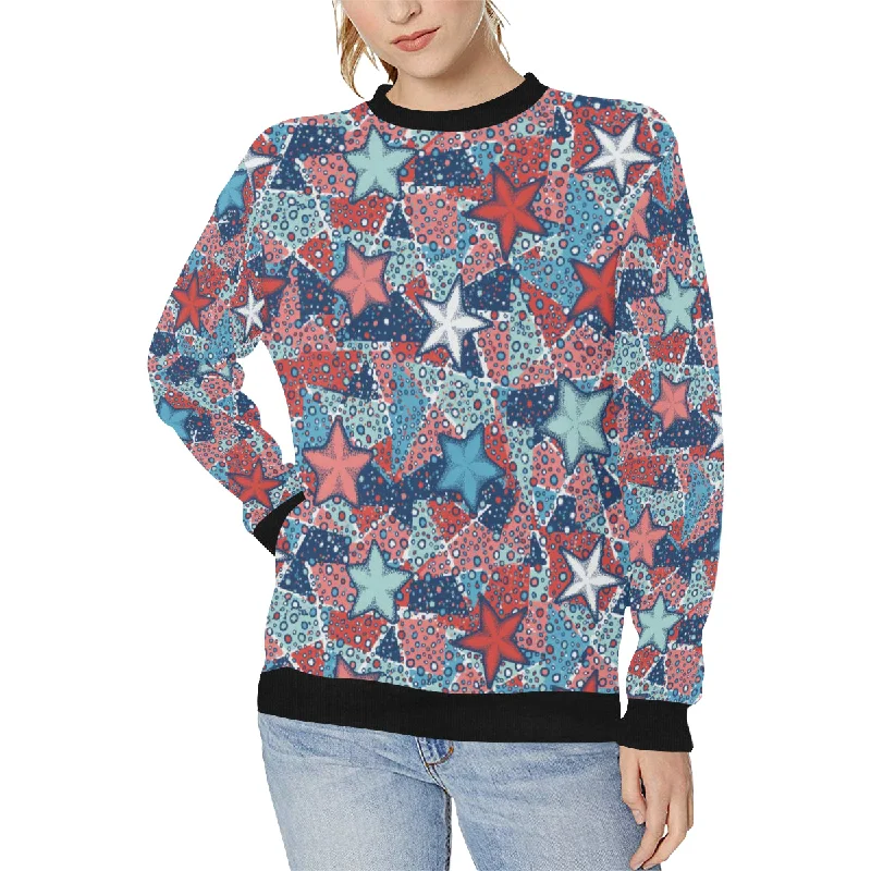 Hand drawn colorful starfish Women's Crew Neck Sweatshirt Hoodie with Logo Branding Identity