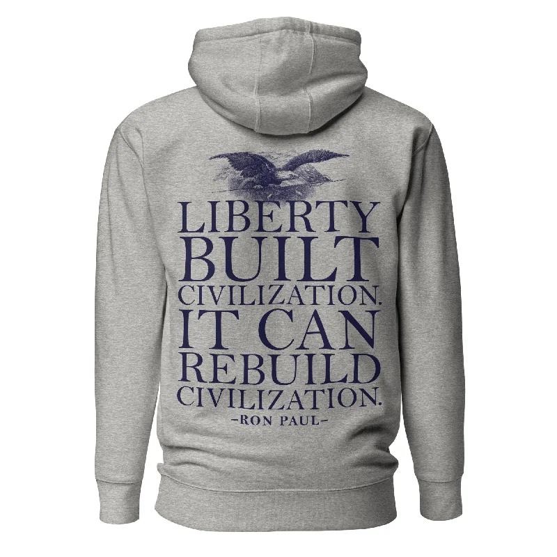 Liberty Can Rebuild Civilization Hoodie Sweatshirt Hoodie with Button Placket Classic Preppy