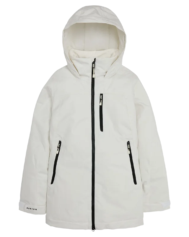 Burton Women's Lelah 2L Snow Jacket - Stout White Stand-Up Collar Roll-Neck Collar Turtle Neck