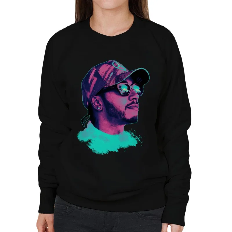 Motorsport Images Lewis Hamilton Spanish GP Neon Art Women's Sweatshirt Hoodie with Color Block Contrast Stylish