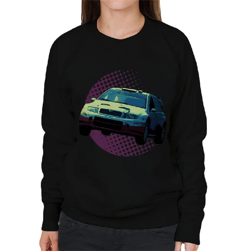 Motorsport Images Skoda Fabia WRC 05 Women's Sweatshirt Hoodie with Drawstring Waist Adjustable Fitted