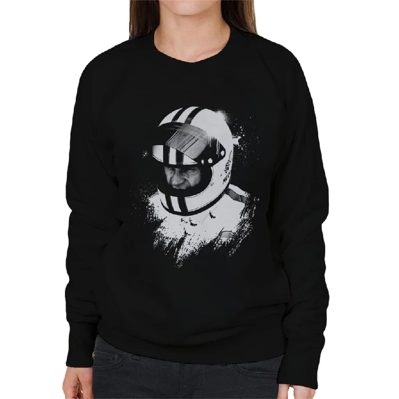 Motorsport Images Steve McQueen Wearing Helmet Portrait Women's Sweatshirt Hoodie with Hem Ribbing Snug Secure