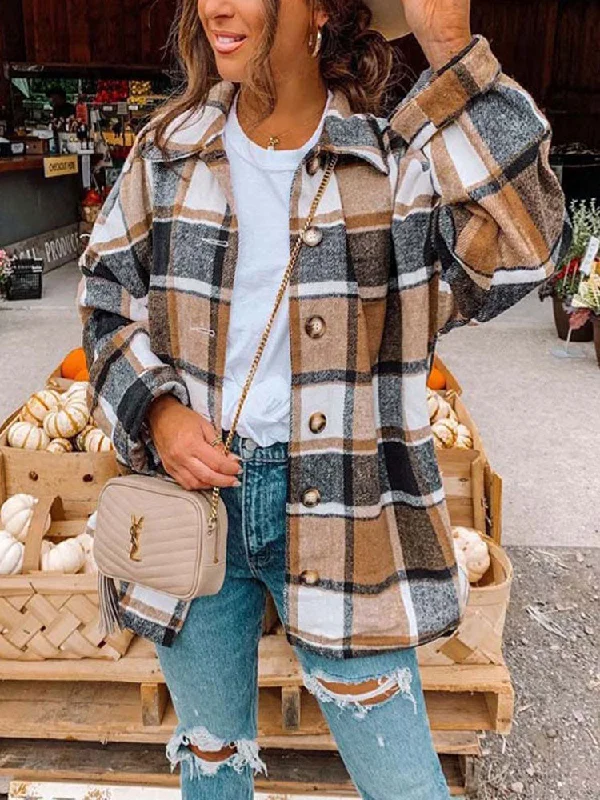 Women's Plaid Fashion Designer Vintage Polyester Jackets Faux Fur Fabric Real Fur Fabric Shearling Fabric