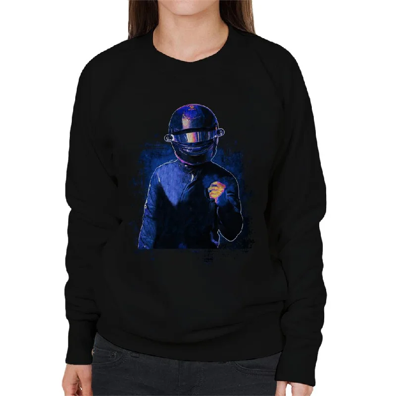 Motorsport Images Lewis Hamilton Celebrating On The Grid Women's Sweatshirt Hoodie with Slit Hem Functional Movement