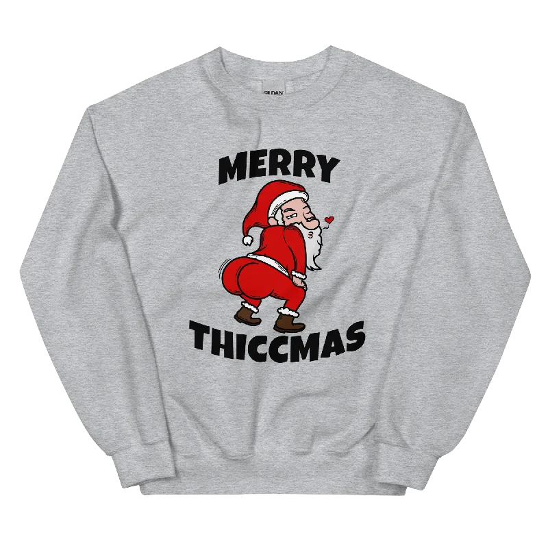 Merry Thiccmas Unisex Sweatshirt Hoodie with Raw Hem Edgy Unfinished