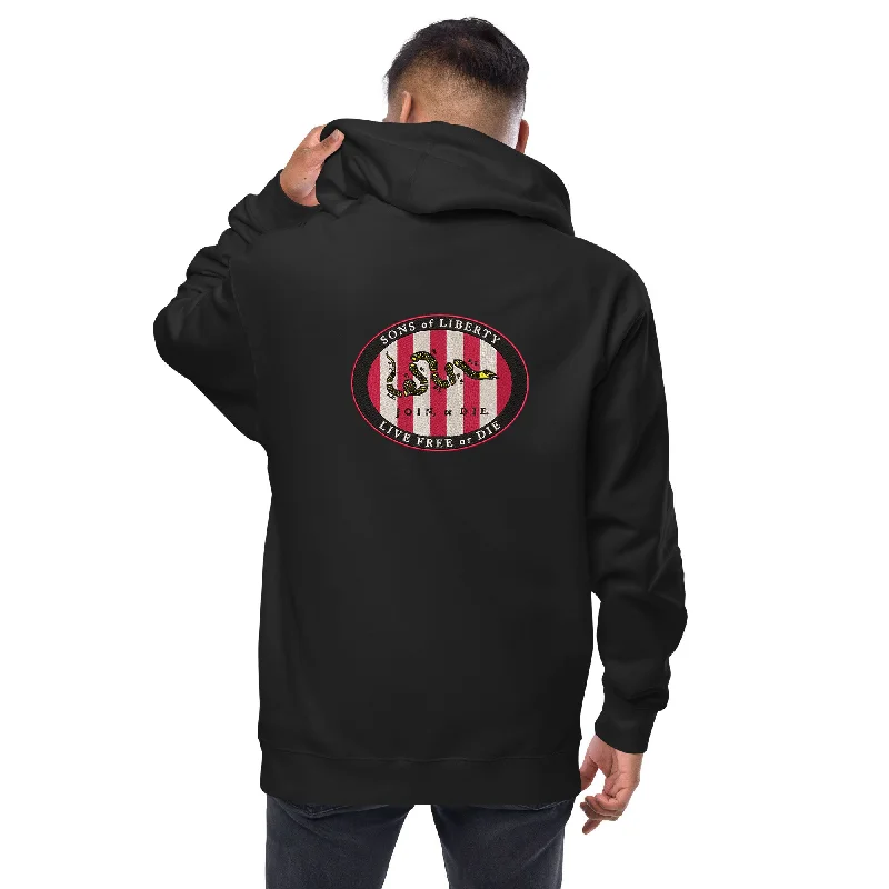 Sons of Liberty Embroidered Fleece Zip Hoodie Hoodie with High-Low Hem Asymmetrical Trendy